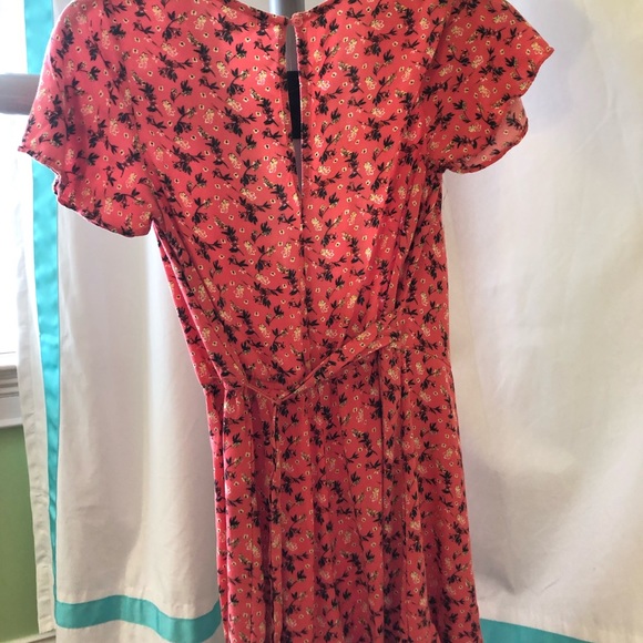 Orange Floral Wrap-Style Romper - Picture 4 of 5